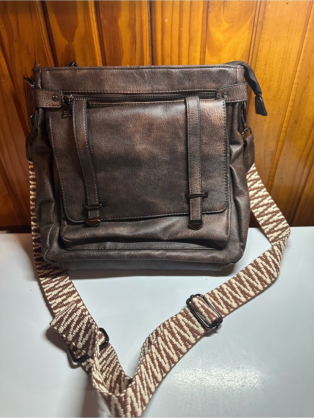 Women Brown Crossbody Messenger Bag - Casual Everyday Carry